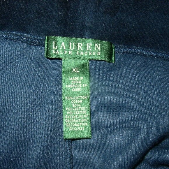 EUC Ralph Lauren Womens XL Blue Velour Pants w Pockets Pull On 39x31, $85 - Picture 6 of 7